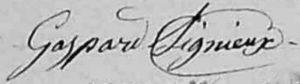 Signature LIGNEUX Gaspard - St Romain - 1855