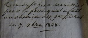 Compes Jean Manissier pour le pavé du chemin des Greffières - 1828 - réd