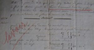 Comptes Pierre Gay la Jardinière pierres pour le lavoir des Greffières- 1831