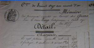 Mémoire des travaux du sieur PAYS pour la charpente - 1877 - zoom