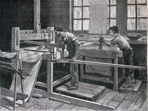 Impression à la planche au musée du Papier peint de Rixheim